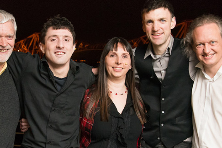 Edinburgh Castle Ceilidh Band group photo for Scottish weddings and events