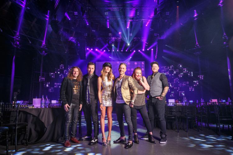 monte carlo wedding band six piece lineup gala dinner stage lights