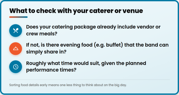 Feeding Your Band - What to Ask Your Caterer or Venue Checklist